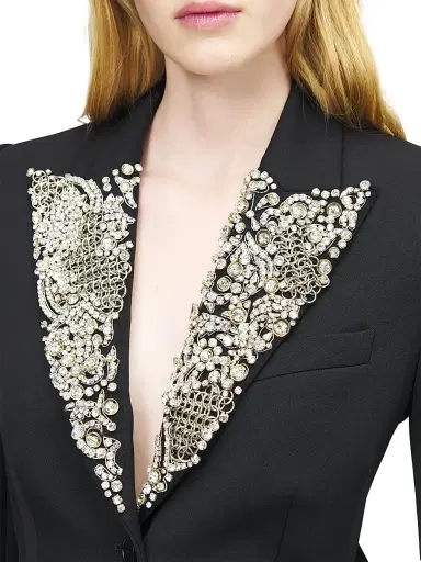 McQueen Women's Embellished Lapel Wool Blazer - Black | Thumbnail 6 McQueen Women's Embellished Lapel Wool Blazer - Black | Thumbnail 6