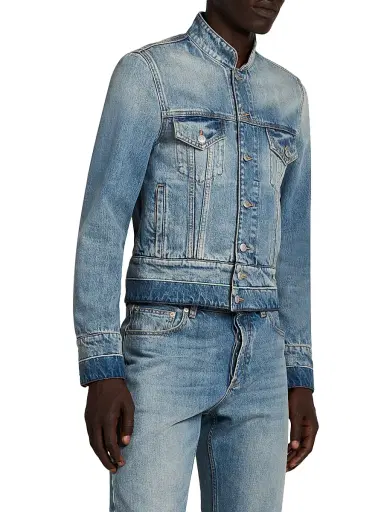 Alexander McQueen Men's Denim Band Jacket - Blue Washed - Size 44 | Thumbnail 4 Alexander McQueen Men's Denim Band Jacket - Blue Washed - Size 44 | Thumbnail 4