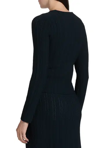 Adam Lippes Women's Faye Jacquard Cardigan - Navy | Thumbnail 5 Adam Lippes Women's Faye Jacquard Cardigan - Navy | Thumbnail 5