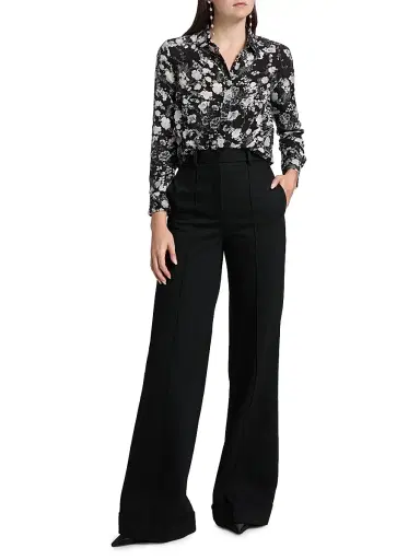 Adam Lippes Women's Deeda Cotton Wide-Leg Pants - Black | Thumbnail 2 Adam Lippes Women's Deeda Cotton Wide-Leg Pants - Black | Thumbnail 2