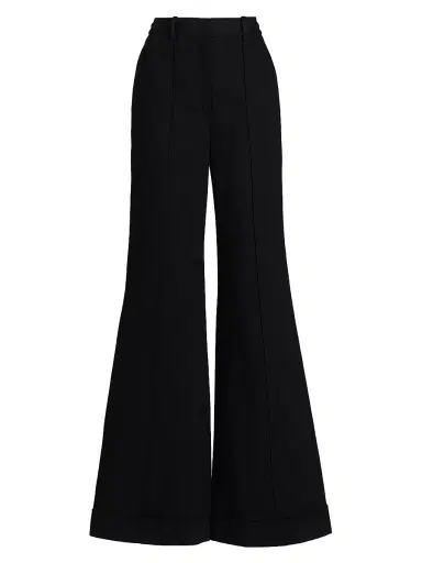 Adam Lippes Women's Deeda Cotton Wide-Leg Pants - Black | Thumbnail 1 Adam Lippes Women's Deeda Cotton Wide-Leg Pants - Black | Thumbnail 1