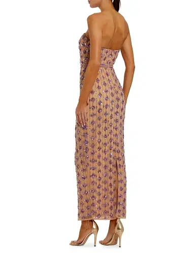 Mac Duggal Women's Beaded Strapless Cocktail Dress - Beige Lilac - Size 14 | Thumbnail 2 Mac Duggal Women's Beaded Strapless Cocktail Dress - Beige Lilac - Size 14 | Thumbnail 2