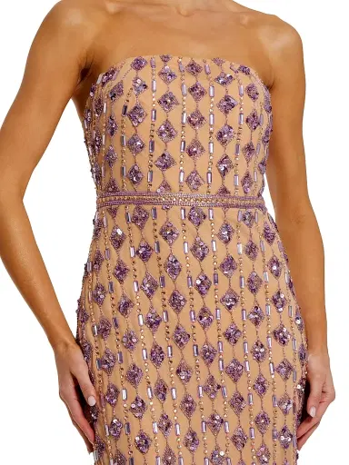 Mac Duggal Women's Beaded Strapless Cocktail Dress - Beige Lilac - Size 14 | Thumbnail 3 Mac Duggal Women's Beaded Strapless Cocktail Dress - Beige Lilac - Size 14 | Thumbnail 3