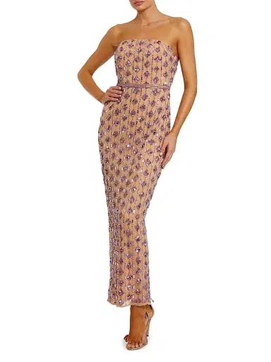 Mac Duggal Women's Beaded Strapless Cocktail Dress - Beige Lilac - Size 14 | Thumbnail 1 Mac Duggal Women's Beaded Strapless Cocktail Dress - Beige Lilac - Size 14 | Thumbnail 1
