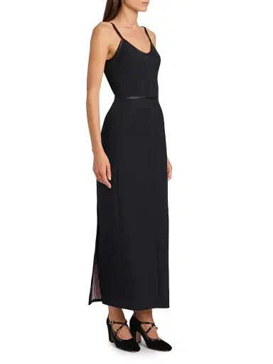 Thom Browne Women's Satin-Trim Wool Tank Maxi Dress | Thumbnail 4 Thom Browne Women's Satin-Trim Wool Tank Maxi Dress | Thumbnail 4