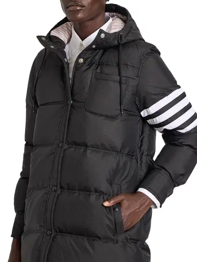 Thom Browne Women's Four-Stripe Hooded Down Coat - Black | Thumbnail 6 Thom Browne Women's Four-Stripe Hooded Down Coat - Black | Thumbnail 6