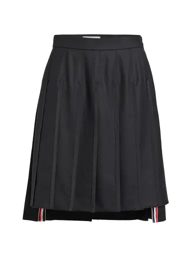 Thom Browne Women's Pleated Wool Twill Bermuda-Length Skirt - Black | Thumbnail 1 Thom Browne Women's Pleated Wool Twill Bermuda-Length Skirt - Black | Thumbnail 1