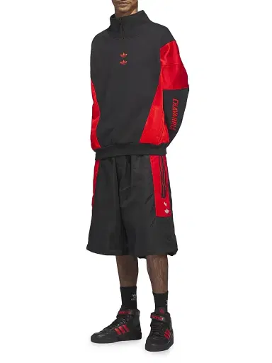 adidas Men's x Willy Chavarria Watsonville Quarter-Zip Pullover - Black Red | Thumbnail 2 adidas Men's x Willy Chavarria Watsonville Quarter-Zip Pullover - Black Red | Thumbnail 2