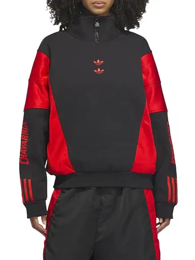 adidas Men's x Willy Chavarria Watsonville Quarter-Zip Pullover - Black Red | Thumbnail 8 adidas Men's x Willy Chavarria Watsonville Quarter-Zip Pullover - Black Red | Thumbnail 8
