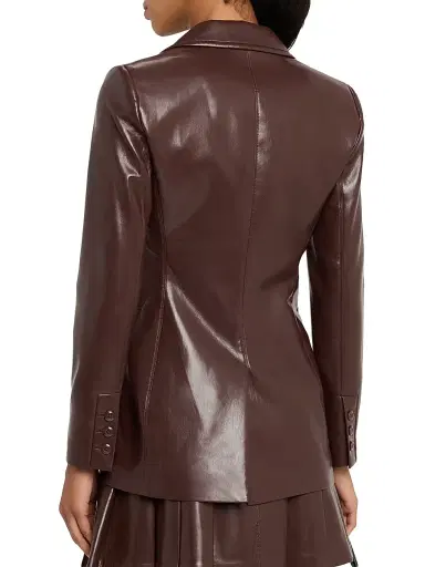 ALICE + OLIVIA Women's Breann Faux-Leather Single-Breasted Blazer - Dark Chocolate | Thumbnail 4 ALICE + OLIVIA Women's Breann Faux-Leather Single-Breasted Blazer - Dark Chocolate | Thumbnail 4