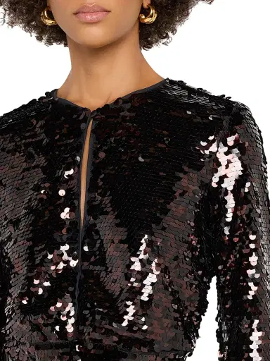 Staud Women's Fifi Sequined Tie-Waist Minidress - Espresso | Thumbnail 5 Staud Women's Fifi Sequined Tie-Waist Minidress - Espresso | Thumbnail 5