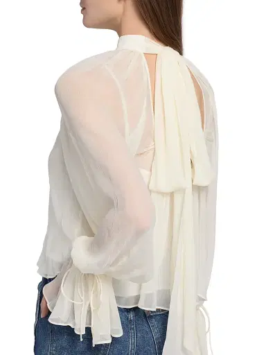 Staud Women's Roux Sheer Shirred Blouse - | Thumbnail 6 Staud Women's Roux Sheer Shirred Blouse - | Thumbnail 6