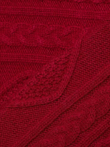 Staud Women's Sidney Mixed Cable-Knit Asymmetric Turtleneck Sweater - Rouge | Thumbnail 7 Staud Women's Sidney Mixed Cable-Knit Asymmetric Turtleneck Sweater - Rouge | Thumbnail 7