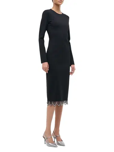 Staud Women's Hunter Beaded Crepe Midi-Dress - Black | Thumbnail 2 Staud Women's Hunter Beaded Crepe Midi-Dress - Black | Thumbnail 2