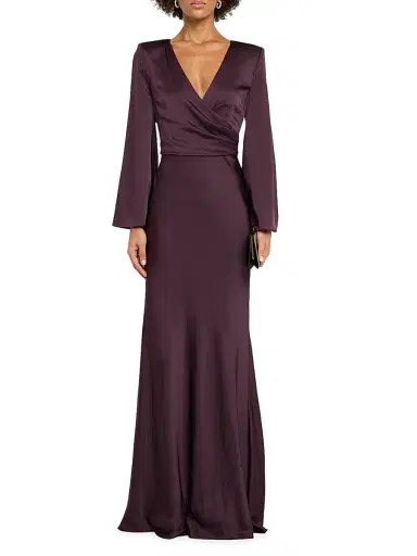 L'AGENCE Women's Manon Satin Maxi Dress - Dark Malbec | Thumbnail 2 L'AGENCE Women's Manon Satin Maxi Dress - Dark Malbec | Thumbnail 2