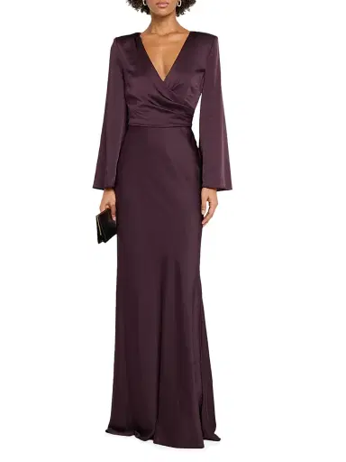 L'AGENCE Women's Manon Satin Maxi Dress - Dark Malbec | Thumbnail 3 L'AGENCE Women's Manon Satin Maxi Dress - Dark Malbec | Thumbnail 3