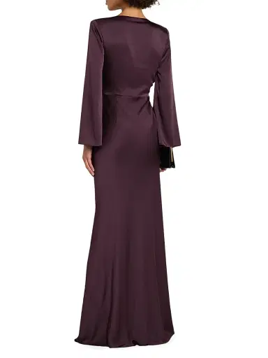 L'AGENCE Women's Manon Satin Maxi Dress - Dark Malbec | Thumbnail 4 L'AGENCE Women's Manon Satin Maxi Dress - Dark Malbec | Thumbnail 4