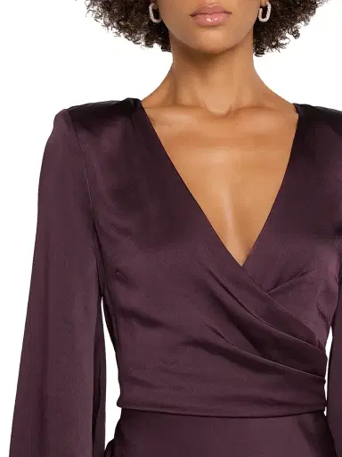 L'AGENCE Women's Manon Satin Maxi Dress - Dark Malbec | Thumbnail 5 L'AGENCE Women's Manon Satin Maxi Dress - Dark Malbec | Thumbnail 5