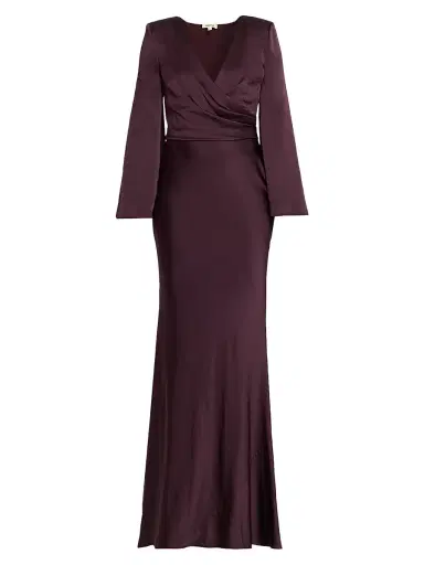L'AGENCE Women's Manon Satin Maxi Dress - Dark Malbec | Thumbnail 1 L'AGENCE Women's Manon Satin Maxi Dress - Dark Malbec | Thumbnail 1