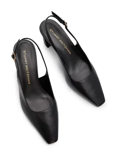 Stuart Weitzman Women's Stassi 50MM Leather Slingback Pumps - Black - Size 9.5 | Thumbnail 4 Stuart Weitzman Women's Stassi 50MM Leather Slingback Pumps - Black - Size 9.5 | Thumbnail 4