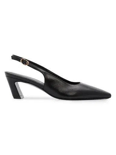 Stuart Weitzman Women's Stassi 50MM Leather Slingback Pumps - Black - Size 9.5 | Thumbnail 1 Stuart Weitzman Women's Stassi 50MM Leather Slingback Pumps - Black - Size 9.5 | Thumbnail 1