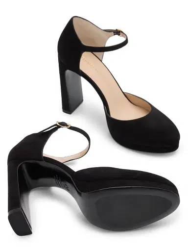 Stuart Weitzman Women's Babette Suede Platform Pumps - Black | Thumbnail 6 Stuart Weitzman Women's Babette Suede Platform Pumps - Black | Thumbnail 6