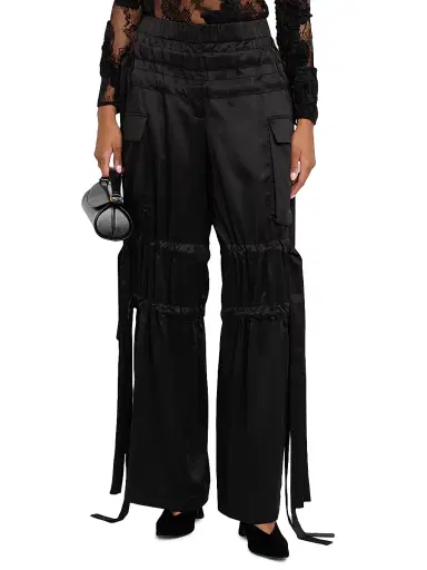 Aknvas Women's Odin Satin Cargo Trousers - Black - Size 12 | Thumbnail 3 Aknvas Women's Odin Satin Cargo Trousers - Black - Size 12 | Thumbnail 3