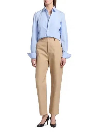 WARDROBE.NYC Women's Drill Twill Cotton Straight-Leg Trousers - Khaki | Thumbnail 2 WARDROBE.NYC Women's Drill Twill Cotton Straight-Leg Trousers - Khaki | Thumbnail 2