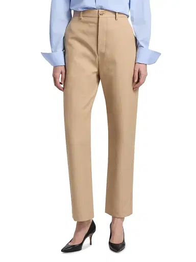 WARDROBE.NYC Women's Drill Twill Cotton Straight-Leg Trousers - Khaki | Thumbnail 3 WARDROBE.NYC Women's Drill Twill Cotton Straight-Leg Trousers - Khaki | Thumbnail 3