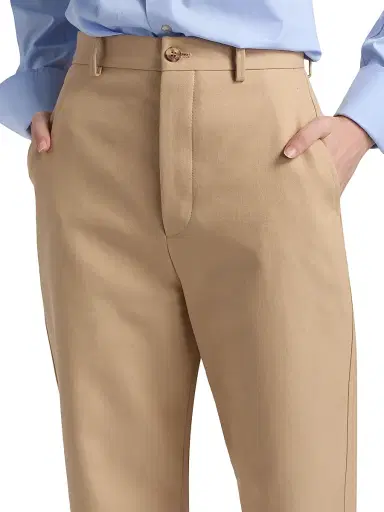 WARDROBE.NYC Women's Drill Twill Cotton Straight-Leg Trousers - Khaki | Thumbnail 6 WARDROBE.NYC Women's Drill Twill Cotton Straight-Leg Trousers - Khaki | Thumbnail 6