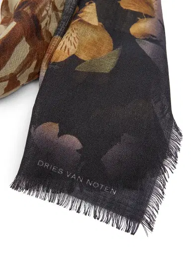 Dries Van Noten Men's Printed Wool Scarf - Beige | Thumbnail 3 Dries Van Noten Men's Printed Wool Scarf - Beige | Thumbnail 3