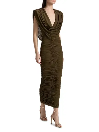 Ronny Kobo Women's Parish Cowlneck Body-Con Maxi Dress - Burnt Olive | Thumbnail 2 Ronny Kobo Women's Parish Cowlneck Body-Con Maxi Dress - Burnt Olive | Thumbnail 2