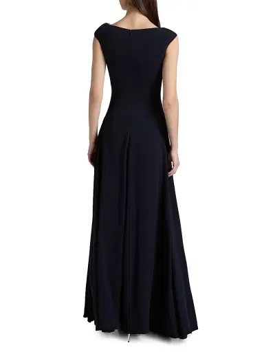 Talbot Runhof Women's Pleated Cap-Sleeve A-Line Gown - Midnight - Size 12 | Thumbnail 5 Talbot Runhof Women's Pleated Cap-Sleeve A-Line Gown - Midnight - Size 12 | Thumbnail 5