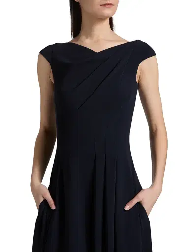 Talbot Runhof Women's Pleated Cap-Sleeve A-Line Gown - Midnight - Size 12 | Thumbnail 6 Talbot Runhof Women's Pleated Cap-Sleeve A-Line Gown - Midnight - Size 12 | Thumbnail 6
