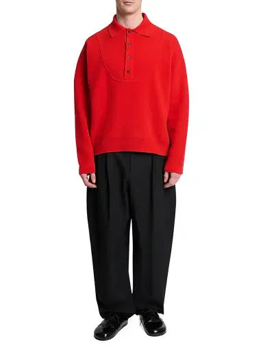 Jacquemus Men's Doppio Wool-Blend Polo Sweater | Thumbnail 2 Jacquemus Men's Doppio Wool-Blend Polo Sweater | Thumbnail 2