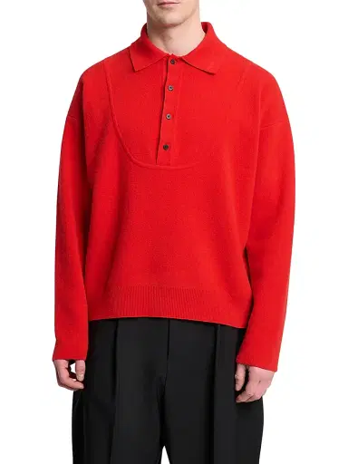 Jacquemus Men's Doppio Wool-Blend Polo Sweater | Thumbnail 3 Jacquemus Men's Doppio Wool-Blend Polo Sweater | Thumbnail 3