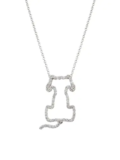 Roberto Coin Women's Tiny Treasures 18K White Gold & 0.24 TCW Diamond Dog Pendant Necklace - White Gold | Thumbnail 1 Roberto Coin Women's Tiny Treasures 18K White Gold & 0.24 TCW Diamond Dog Pendant Necklace - White Gold | Thumbnail 1