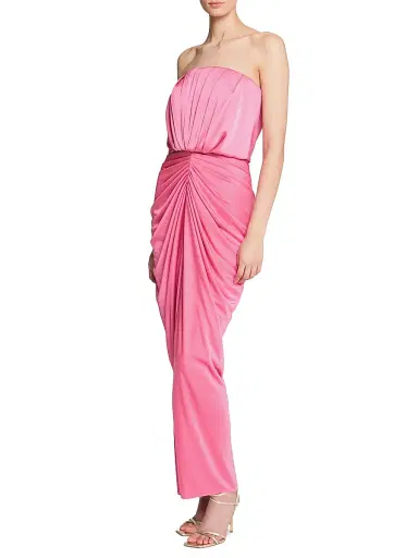 Halston Women's Anneli Draped Jersey Strapless Midi-Dress - Wild Berry - Size 8 | Thumbnail 3 Halston Women's Anneli Draped Jersey Strapless Midi-Dress - Wild Berry - Size 8 | Thumbnail 3