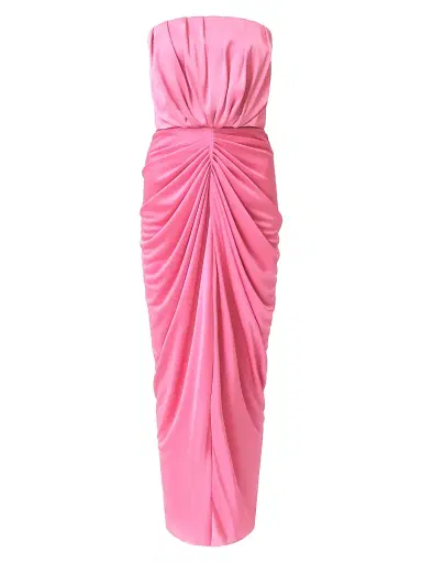Halston Women's Anneli Draped Jersey Strapless Midi-Dress - Wild Berry - Size 8 | Thumbnail 1 Halston Women's Anneli Draped Jersey Strapless Midi-Dress - Wild Berry - Size 8 | Thumbnail 1