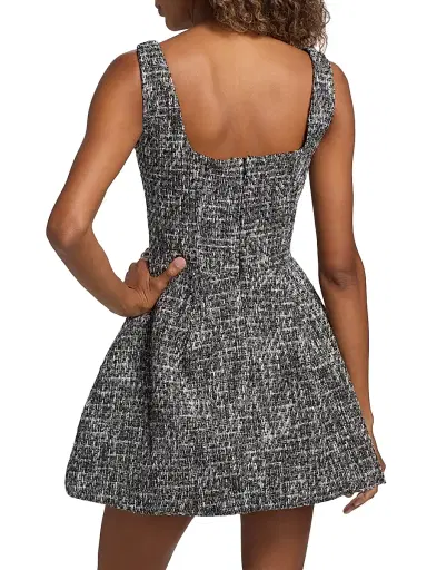 Mariandree Gaitan Women's Frida Tweed Fit-&-Flare Minidress - Marble Gray - Size Medium | Thumbnail 5 Mariandree Gaitan Women's Frida Tweed Fit-&-Flare Minidress - Marble Gray - Size Medium | Thumbnail 5