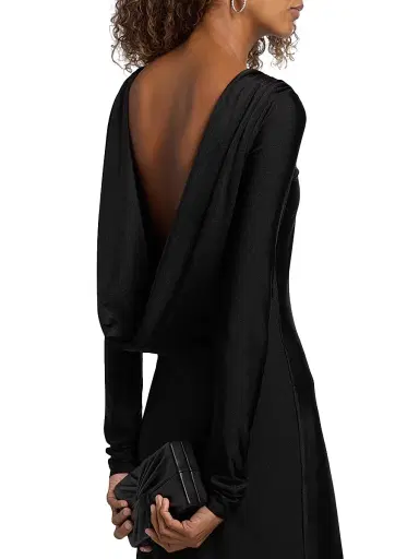 Mariandree Gaitan Women's Naomi Draped Cowl-Back Floor-Length Gown - Black - Size Small | Thumbnail 6 Mariandree Gaitan Women's Naomi Draped Cowl-Back Floor-Length Gown - Black - Size Small | Thumbnail 6