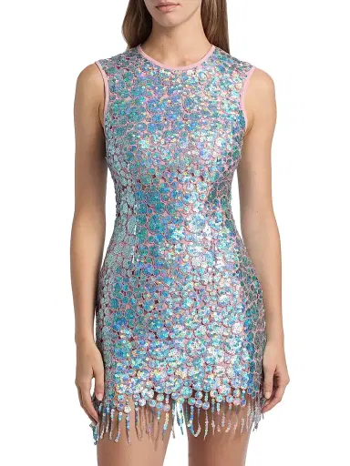Markarian Women's Galaxie Iridescent Sequined Minidress - Blue Pink | Thumbnail 3 Markarian Women's Galaxie Iridescent Sequined Minidress - Blue Pink | Thumbnail 3