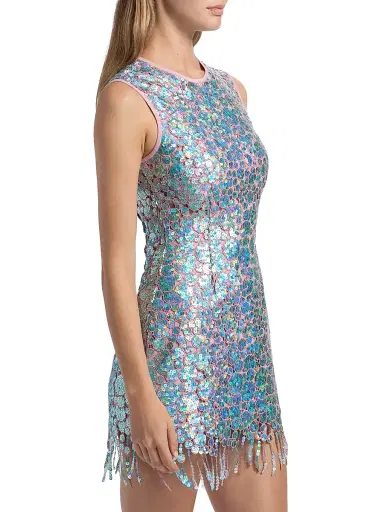 Markarian Women's Galaxie Iridescent Sequined Minidress - Blue Pink | Thumbnail 4 Markarian Women's Galaxie Iridescent Sequined Minidress - Blue Pink | Thumbnail 4
