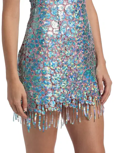 Markarian Women's Galaxie Iridescent Sequined Minidress - Blue Pink | Thumbnail 6 Markarian Women's Galaxie Iridescent Sequined Minidress - Blue Pink | Thumbnail 6