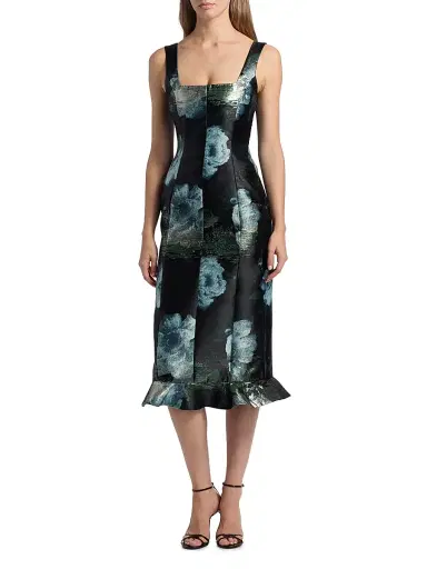 Markarian Women's Tabitha Metallic Floral Brocade Midi-Dress | Thumbnail 3 Markarian Women's Tabitha Metallic Floral Brocade Midi-Dress | Thumbnail 3