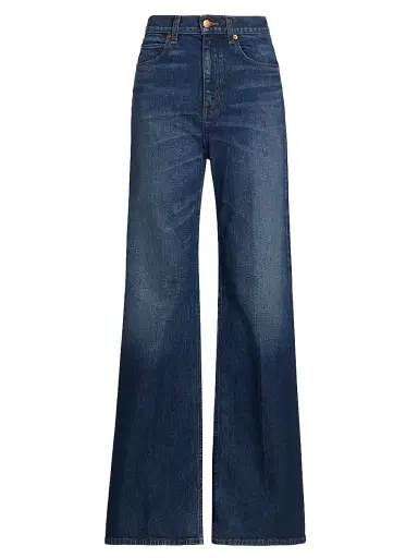 Jamie Haller Women's The Crease Flare Jeans - Distressed Dark | Thumbnail 1 Jamie Haller Women's The Crease Flare Jeans - Distressed Dark | Thumbnail 1