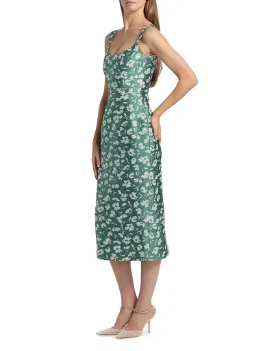 Markarian Women's Numa Floral Brocade Scoopneck Corset Midi-Dress - Green White | Thumbnail 4 Markarian Women's Numa Floral Brocade Scoopneck Corset Midi-Dress - Green White | Thumbnail 4
