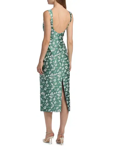 Markarian Women's Numa Floral Brocade Scoopneck Corset Midi-Dress - Green White | Thumbnail 5 Markarian Women's Numa Floral Brocade Scoopneck Corset Midi-Dress - Green White | Thumbnail 5