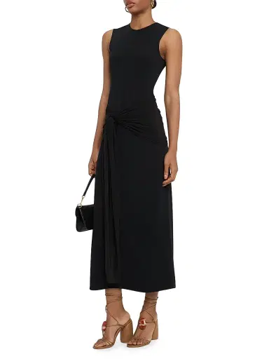 JBQ Women's Rory Jersey Tie-Front Midi-Dress - Black | Thumbnail 2 JBQ Women's Rory Jersey Tie-Front Midi-Dress - Black | Thumbnail 2
