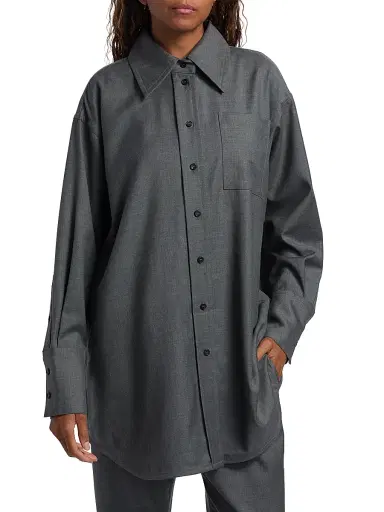 Co Women's Point Collar Wool Overshirt | Thumbnail 3 Co Women's Point Collar Wool Overshirt | Thumbnail 3